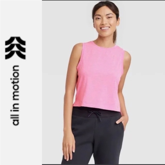 All in Motion Women's Cropped Active Tank Top neon pink nwt - Picture 1 of 4